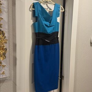 Blue and Black Sleeveless Dress